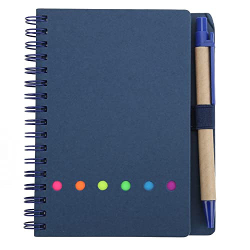 Jenngaoo Tragbares einfaches Doppel Spulen Notizbuch, Student Notepad Business Office Stationery Kraftbuch mit Stift & Sticky Notes für Journaling Planung Büro Schule Nutzung (Blau) von Jenngaoo