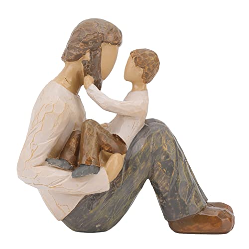 Jenngaoo Vater und Sohn Statuen, Handbemaltes lebensechtes Aussehen Abbildung Figurines Resin Familie Figur für Bücherregal Schrank Tischplatte Dekoration von Jenngaoo
