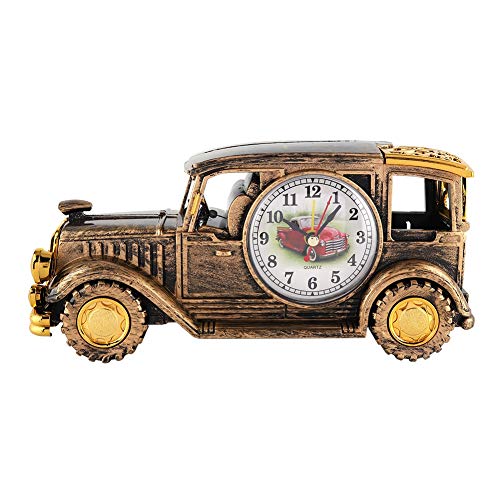 Jenngaoo Wecker Multifunktions-Schreibtischwecker Klassische Oldtimer Form Digitaler Wecker Geschenk Stifthalter für Home Office Schlafzimmer Liefert Tischdekoration(Bronze) von Jenngaoo