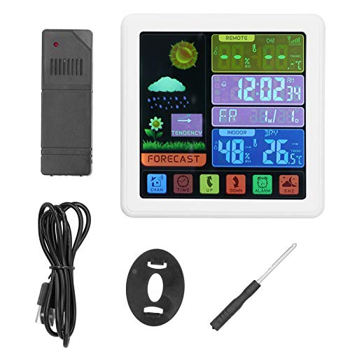 Jenngaoo Wireless Weather Clock Digital Thermometer Hygrometer, Touchscreen Indoor Outdoor Temperature Humidity Monitor with Wireless Sensor Wind Speed Measurement UV Detection, De Jenngaoo Wireless Weather Clock Digital Thermometer Hygrometer, Touchscreen Indoor Outdoor Temperature Humidity Monitor with Wireless Sensor Wind Speed Measurement UV Detection, De von Jenngaoo