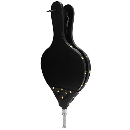 Kaminbalg, Holz Blasebalg für Kamin Gussdüse manuelles Feuerbalgluftgebläse mit Hängendem Gurt zum Kochen im Freien Camping BBQ Kamin Holzofen, 39,5 x 18 cm (Silberdüse) von Jenngaoo