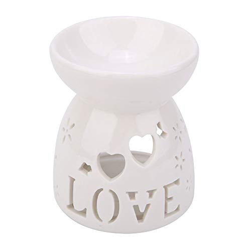 Keramik Duftlampe, Kerzenhalter Burner Duftwärmer Ätherisches Öl Aromalampe Sternchenmuster Aroma Diffusor für Salon Home Bedroom Decor (Liebe) von Jenngaoo