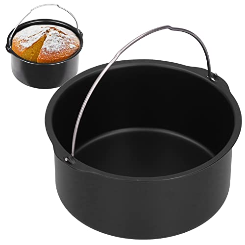 Kuchenfass, Universal Heißluftfritteuse Backzubehör Karbonstahl Backform Antihaft Kuchenbackblech für Backen von Kuchen, Pizza, Schwarz (8 Zoll) von Jenngaoo