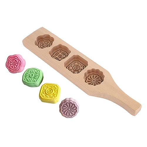 Moon Cake Mould, 4 Blumenform Umwelt Holz Moon Cake Cup Formen Hand-made Backform Mould Press für Mooncake Bis-cuit Chocolate Ice Cake Candy(#1) von Jenngaoo