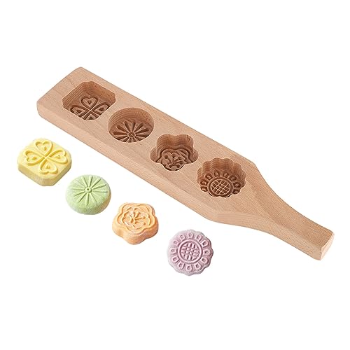 Mondkuchenform, 4 Stück Mondkuchenform aus umweltfreundlichem Holz in Blumenform (#2) von Jenngaoo