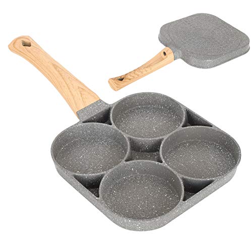 Pfannkuchenpfanne, Spiegelei Burger Pfanne, 4 Eier Pancake Bratpfanne mit Griff, Antihaft Spiegelei Burger Pfanne, 4 Löchern Crepepfanne für Induktionsherde geeignet von Jenngaoo