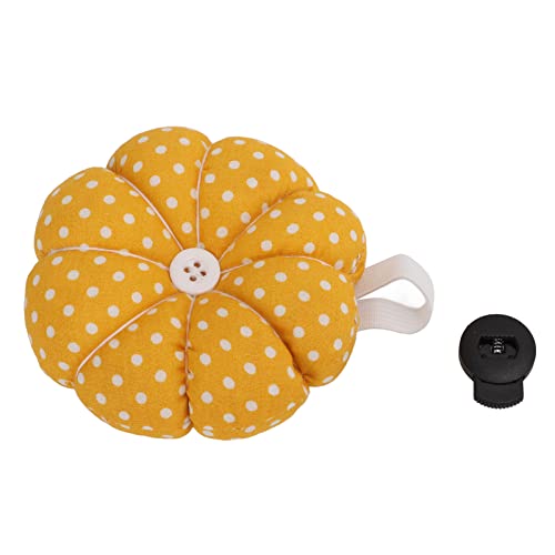 Pumpkin Shape Cute Cartoon Pin Cushion Needle Holder with Elastic Wristband, Strong Washable Needle Collector Exquisite Design for Sewing Enthusiasts Mothers Grandmothers (Gelbe weiße Punkte) von Jenngaoo