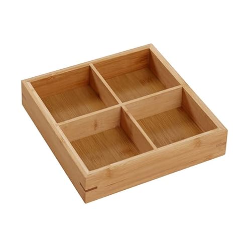 Serviertablett Holz, Quadratisch Geteilt Holzplatte Mehrere Fächer Gitter Sortiertablett Snack Tablett Für Hot Pot Sushi Platte, Grillrestaurants(Four Frames) von Jenngaoo