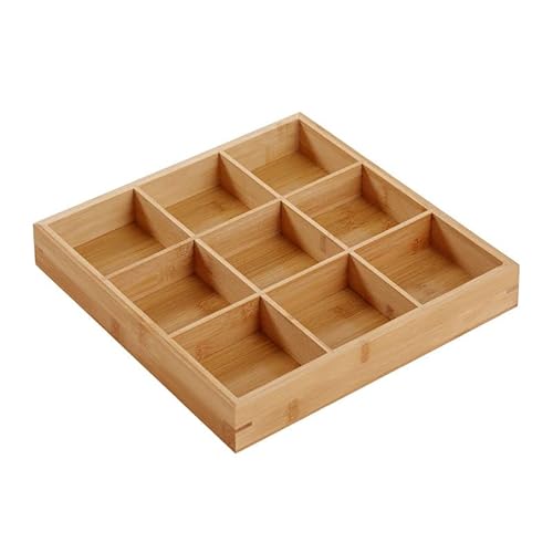 Serviertablett Holz, Quadratisch Geteilt Holzplatte Mehrere Fächer Gitter Sortiertablett Snack Tablett Für Hot Pot Sushi Platte, Grillrestaurants(Nine Frames) von Jenngaoo