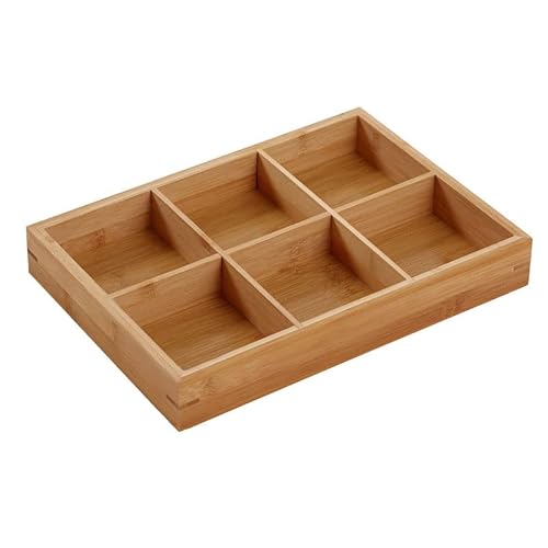Serviertablett Holz, Quadratisch Geteilt Holzplatte Mehrere Fächer Gitter Sortiertablett Snack Tablett Für Hot Pot Sushi Platte, Grillrestaurants(Six Frames) von Jenngaoo
