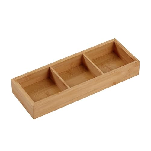 Serviertablett Holz, Quadratisch Geteilt Holzplatte Mehrere Fächer Gitter Sortiertablett Snack Tablett Für Hot Pot Sushi Platte, Grillrestaurants(Three Frames) von Jenngaoo