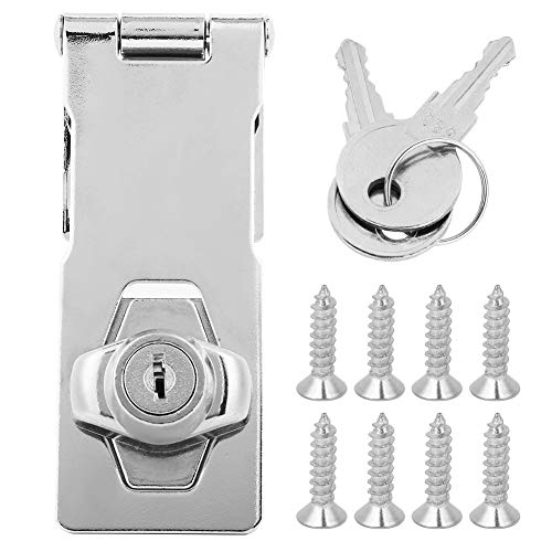 Sicherheits Überfalle, 4 Zoll Zinklegierung Überfalle Abschließbar Lock Knob Keyed Hasp Lock Verchromte Catch Latch Sicherheitsüberfallemit Schrauben für Fenster Türen Schränke von Jenngaoo