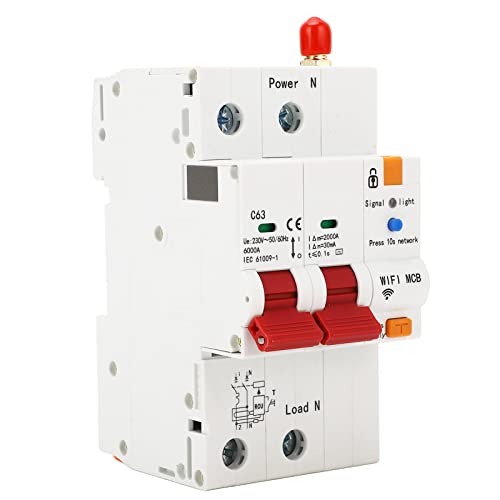 Smart Circuit Breaker, 2P 63A Intelligenter WiFi Leistungsschalter, AC 230V WIFI Miniatur Leistungsschalter DIN Schiene APP Fernbedienung Stromschutz Luftschalter Smart Circuit Breaker, 2P 63A Intelligenter WiFi Leistungsschalter, AC 230V WIFI Miniatur Leistungsschalter DIN Schiene APP Fernbedienung Stromschutz Luftschalter von Jenngaoo