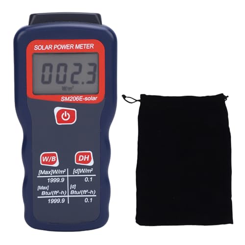 Solar Power Meter, Solar Irradiance Meter Data Retention Sun Light Energy Measuring Tester with W/m² and Btu Units, ABS Material for Meteorology Research, Physics and Optics Experi von Jenngaoo