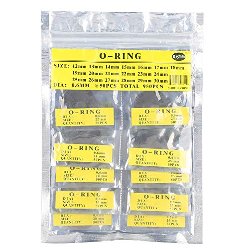 Uhren O-Ring, 0,5 mm/0,6 mm/0,7 mm wasserdichte Uhrendichtungen Gummidichtungsscheiben für Uhrenrückseiten, Größe 12-30 mm(950Pcs - 0.6mm) von Jenngaoo