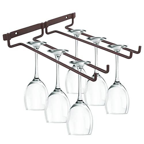 Jenngaoo Weinglashalter, Gläserschiene Zweireihig Gläserhalter aus Verchromten Metall Weinschale Rack Glas Hanger Glashalter Weinglashalterung, 27x24x4 cm /10,6x9,4x1,6 Zoll (Bronze) von Jenngaoo