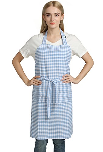 Jennice House Gingham Schürzen Vintage Chef Bib Check Schürzen aus reiner Baumwolle (Blau) von Jennice House