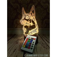 Schäferhund Led 3D Lampe, Geschenk, Gsd Nachtlicht, Schäferhunddecor, Hundemutter, Hundeliebhaber Geschenke Unter 30 von JennieDidIt