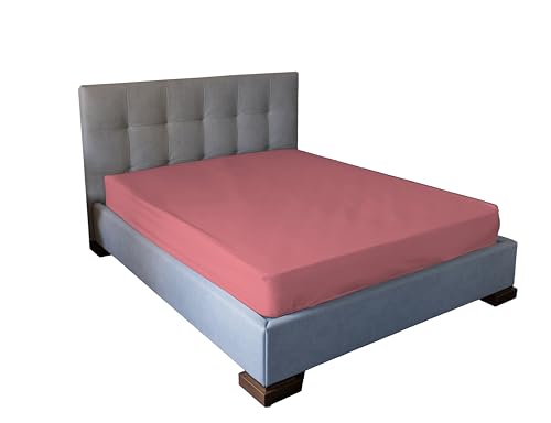 Jenny SESAL Spannbettlaken – unifarben – Made in Italy – Doppelbett, Einzelbett, französisches Bett (Altrosa, Doppelbett) von Jenny Sesal