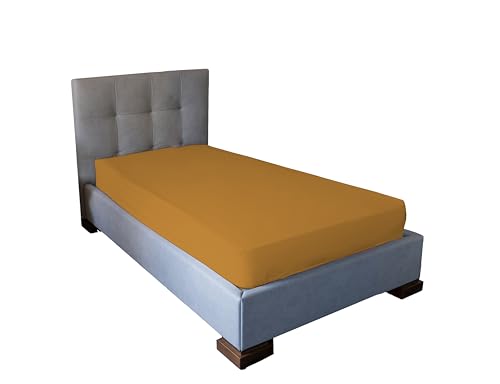 Jenny SESAL Spannbettlaken – unifarben – Made in Italy – Doppelbett, Einzelbett, französisches Bett (Gelb Gold, Einzelbett) von Jenny Sesal