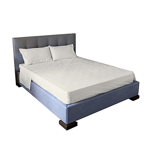 Jenny Sesal Bettwäsche-Set – unifarben – Made in Italy komplett für Doppelbett – Einzelbett – französisches Bett – Bettwäsche-Set + Kissenbezüge (Creme, französisches Bett) von Jenny Sesal