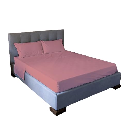 Jenny Sesal Bettwäsche-Set – unifarben – Made in Italy komplettes Doppelbett – Einzelbett – französisches Bett – Bettwäsche-Set + Kissenbezüge (Altrosa, französisches Bett) von Jenny Sesal