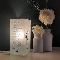 Motivationsgeschenk, Glaslampe Mit Spruch, Lampe, Wohnaccessoires, Geschenk Botschaft, Freundin, Schwester, Kollegin, Mutig, Lebensmotto von JennysDekoWerkstatt
