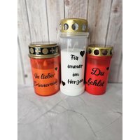 Personalisierte Grabkerze , Friedhofkerze. Trauerkerze Wir Vermissen Dich Trauer, Trauerspruch von JennysKreativreich