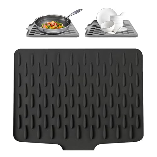 Abtropfmatte Geschirr, Abtropfmatte Spüle Silikon, Auslaufsicherer Arbeitsplattenschutz aus Hitzebeständigem, Faltbare Abtropfmatte mit Rillenstruktur für Arbeitsplatten, Spülbecken (Schwarz, 40*32) Abtropfmatte Geschirr, Abtropfmatte Spüle Silikon, Auslaufsicherer Arbeitsplattenschutz aus Hitzebeständigem, Faltbare Abtropfmatte mit Rillenstruktur für Arbeitsplatten, Spülbecken (Schwarz, 40*32) von Jennytim