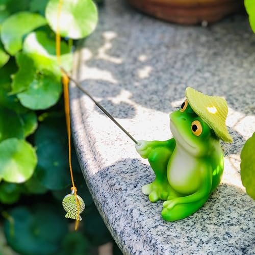 Jennytim Deko Garten Frosch Figuren Wasserspiel Figur aus wetterfester Kunstharz für Mini-Teich, Beet, Balkon & Terrasse Gartenteich Teichdeko Geschenk (Frosch) von Jennytim