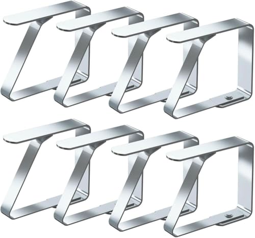 Jennytim Edelstahl Tischdecken-Clips Extra große & stabile Tischbahnhalter für Outdoor-Picknick, Gartenparty und Events Rostfreie Tischbefestigung gegen Wind (Klein x 8 Stück) von Jennytim