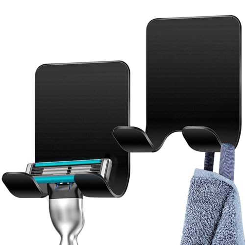 Jennytim Rasierer Halterung Dusche, 2 Stück Edelstahl Klebehaken Selbstklebend Haken Rasierhalter Dusche, Geeignet für Tür/Wand/Badezimmer/Küche (2 Stück) von Jennytim