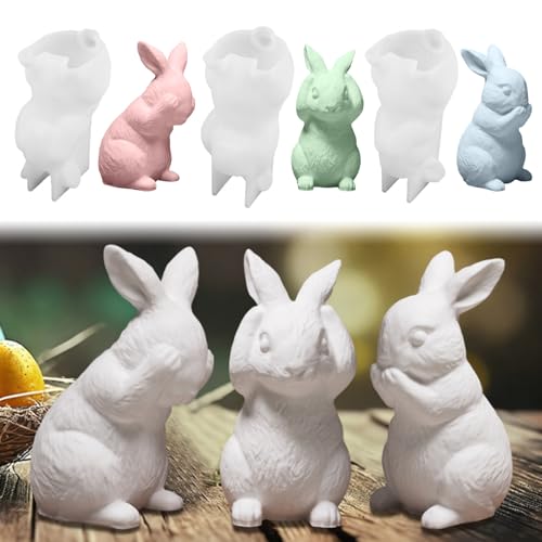 3 Stück Silikonform Osterhase, 3D Hase Silikonformen Gießformen Ostern, Silikonformen Ostern Kaninchen Gipsformen zum Gießen, Kerzen Formen Silikon Frühling Gießformen Silikon Ostern für Handwerk 3 Stück Silikonform Osterhase, 3D Hase Silikonformen Gießformen Ostern, Silikonformen Ostern Kaninchen Gipsformen zum Gießen, Kerzen Formen Silikon Frühling Gießformen Silikon Ostern für Handwerk von Jenshhch