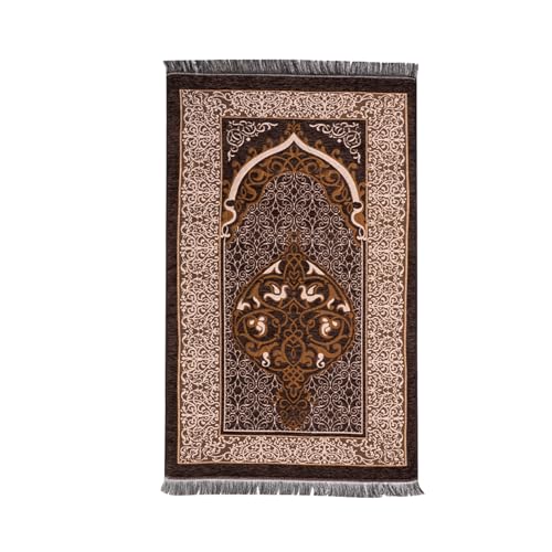 Gebetsteppich, Islam Vintage Teppich Islam Deko Gebetsteppich To Go Prayer Mat Islamische Deko Gebetsteppich Kinder Gebetsteppich für Männer Gebetsteppich Personalisiert Muslimische Deko (Braun) von Jenshhch