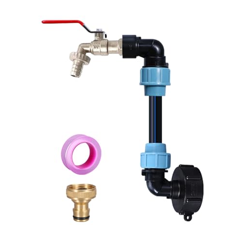 Jenshhch IBC Schwanenhals 3/4 Zoll Auslaufhahn Mit S60x6 Gewinde Messing Tank Adapter Für Regenwassertank Regenfass Wasserfass IBC-Container Zubehör Bewässerungssystem Garten (B) von Jenshhch