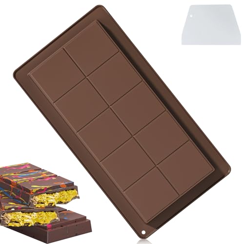 Jenshhch Schokoladenform Tief Silikon, Antihaftbeschichtung Tiefe Schokoladenform, Schokoladentafel Form für Schokolade Praline Süßigkeiten, Silikonform Schokolade zum Backen Zu Hause (Braun) von Jenshhch