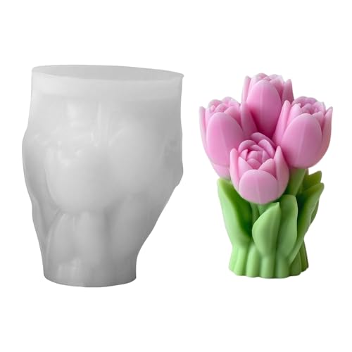 Jenshhch Silikon 3D Tulpen Kerzenform Blumen Gießformen Für Duftkerzen Schokolade Seife DIY Basteln Geschenk (C) von Jenshhch