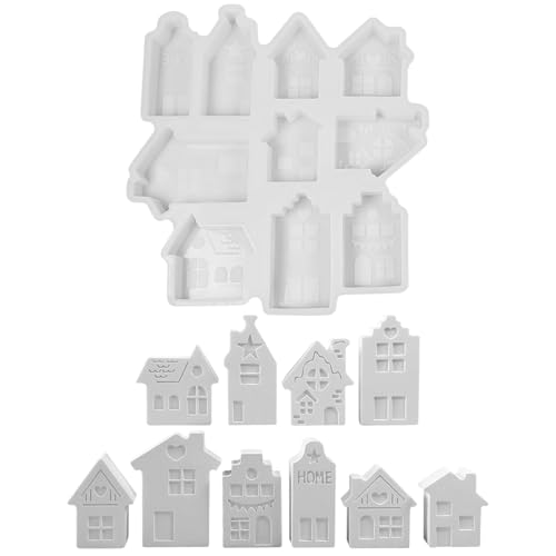 Jenshhch Silikonform Haus Gießformen Für Kerzen Seife Gips Handwerk Mini Häuser Flexible Silikon Mold Reusable DIY Craft von Jenshhch