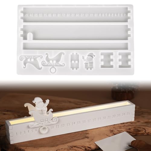 Jenshhch Silikonform Schneemann Adventskalender Kerzenhalter Weihnachtsdekoration Gießform für Kerzen Gips Harz DIY Handwerk Geschenk von Jenshhch