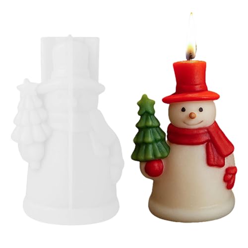 Jenshhch Silikonformen Gießformen Weihnachten Kerzen Formen Silikon Weihnachten 3D Schneemann Silikonform Weihnachten Gießformen Silikon Weihnachten DIY Epoxidharz Formen (C) von Jenshhch