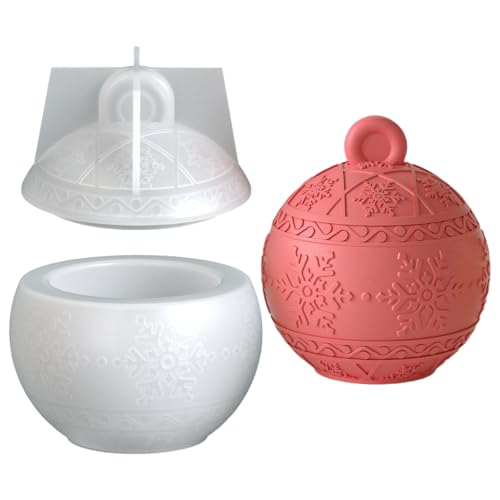 Jenshhch Silikonformen Gießformen Weihnachten Kugel Kerzenformen zum Gießen, Silikonform Weihnachten Kerze Silikon Form Spherical Round für Weihnachts Dekoration Kerzenherstellung (A) von Jenshhch