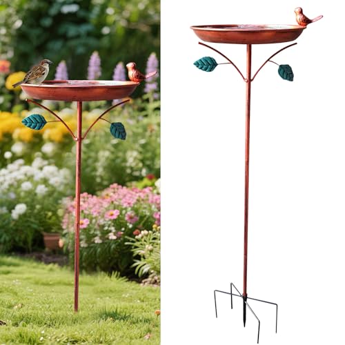 Jenshhch Stehendes Vogelbad Aus Metall Mit Ständer - Winterfeste Vogeltränke Für Garten Und Wildvögel Robustes Design (B) von Jenshhch