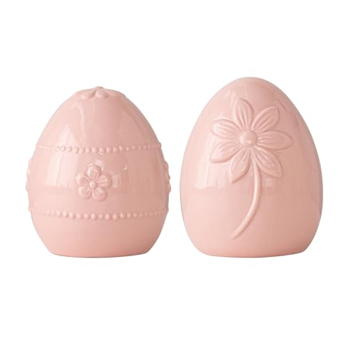 Osterei aus Keramik, Osterdeko Osterei mit Blumen Muster, Ostern Deko Eier in Porzellan Optik, Ostern Tischdeko Osterei zum Hinstellen, Osterbrunch Deko Easter Eggs für Ostergeschenke (Rosa A+B) von Jenshhch