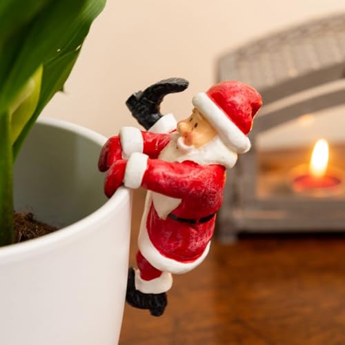 Weihnachtsfiguren Kletternde Blumentopf, 11cm Winter Deko Schneemann/Weihnachtsmann Deko Figur, Weihnachten Deko Innen Mini Weihnachtsfiguren, Weihnachtsdeko Figuren Klein Geschenk (Weihnachtsmann) von Jenshhch