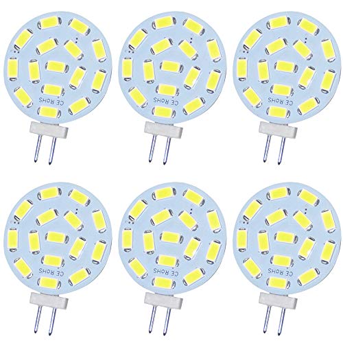 Jenyolon G4 LED weiß Lampen 2.2W AC/DC 12V, 6000K, 300Lm, Ersatz für 20W Halogenlampen Glühlampen, LED G4 klein Stiftsockellampe Leuchtmittel Birne Licht, 120°Abstrahlwinkel, 6er Pack von Jenyolon