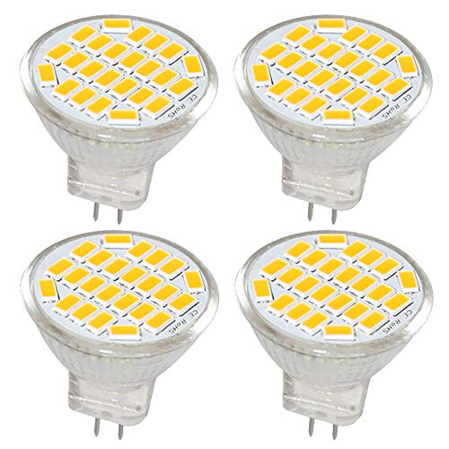 Jenyolon MR11 GU4 LED Lampen Warmweiss 3W AC/DC 12V, 3000K, 400Lm, Ersatz für 30W Halogenlampen Glühlampen, MR11 LED Leuchtmittel klein Birne Spot Licht, 120°Abstrahlwinkel, 4er Pack von Jenyolon