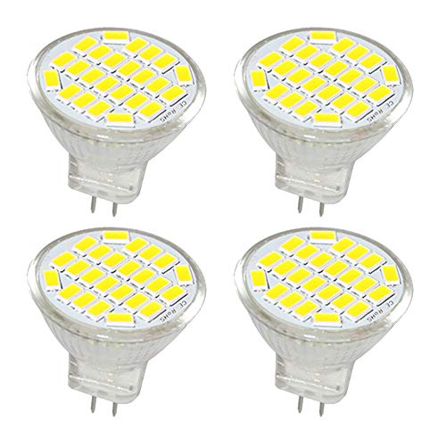 Jenyolon MR11 GU4 LED Lampen weiss 3W AC/DC 12V, 6000K, 400Lm, Ersatz für 30W Halogenlampen Glühlampen, klein MR11 LED Leuchtmittel Birne Spot Licht, 120°Abstrahlwinkel, 4er Pack von Jenyolon