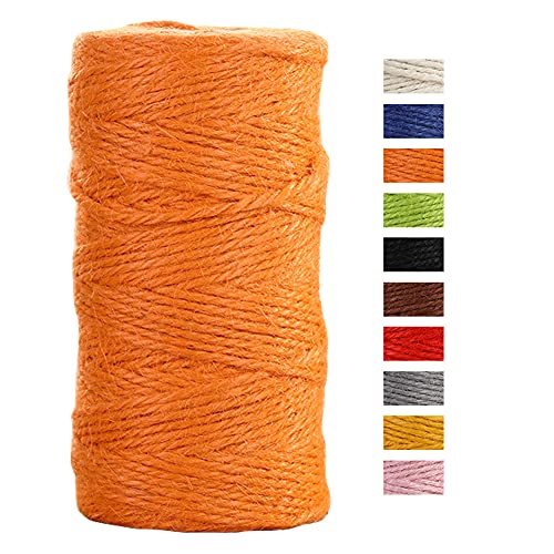 JeogYong Jute-Schnur, 2 mmx100 m, naturfarben, Jute-Schnur, 3-lagig, Gartenschnur, Küchenschnur, dickes Juteseil für Dekoration, Floristik, DIY, Bündelung, Verpacken von Geschenken (orange) von JeogYong