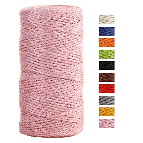 JeogYong Jute-Schnur, 2 mmx100 m, naturfarben, Jute-Schnur, 3-lagig, Gartenschnur, Küchenschnur, dickes Juteseil für Dekoration, Floristik, DIY, Bündelung, Verpacken von Geschenken (Rosa) von JeogYong