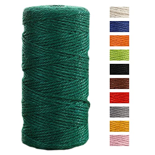 JeogYong Jute-Schnur, 2 mmx100 m, naturfarben, Jute-Schnur, 3-lagig, Gartenschnur, Küchenschnur, dickes Juteseil für Dekoration, Floristik, DIY, Bündelung, Verpacken von Geschenken (dunkelgrün) von JeogYong